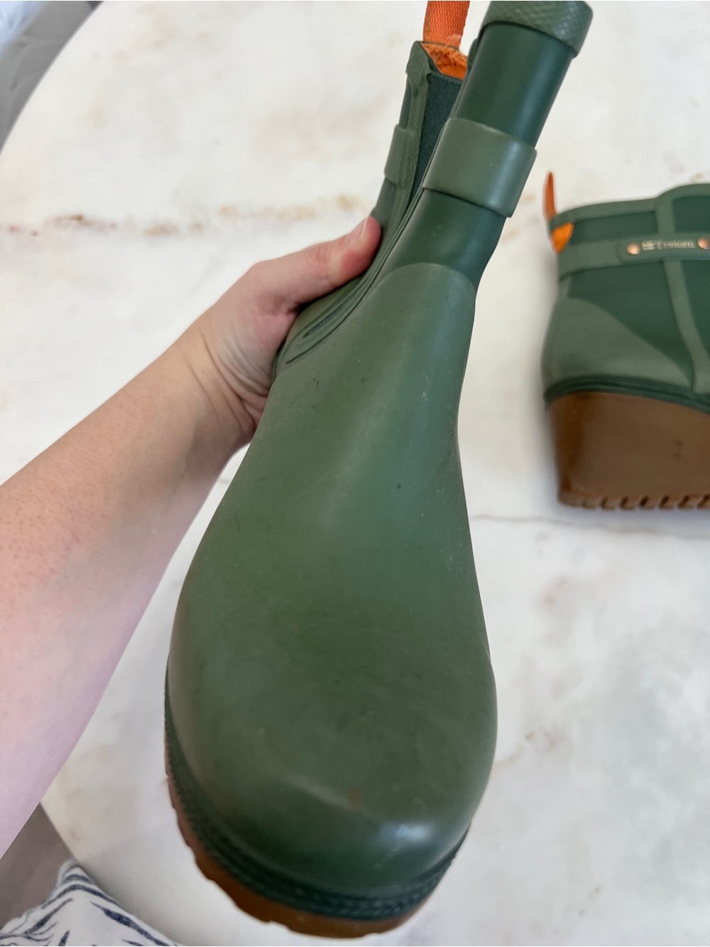 Tretorn Green Wedge Rain Ankle Boots with Brown Sole size 8 - Picture 3 of 14